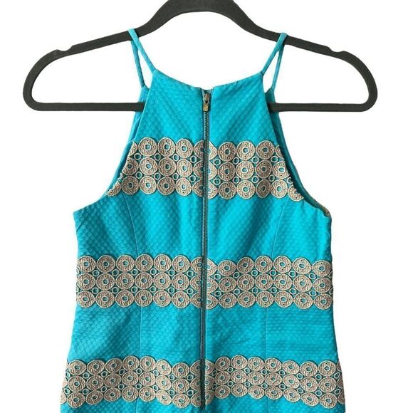 Lilly Pulitzer Annabelle retro shift dress Blue Gold Size 0 - Picture 6 of 11